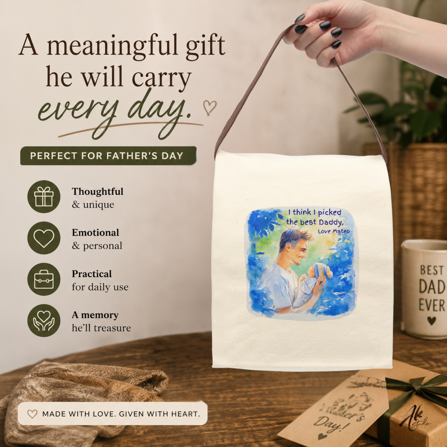 I Think I Picked the Best Daddy A Personalized Canvas Lunch Bag