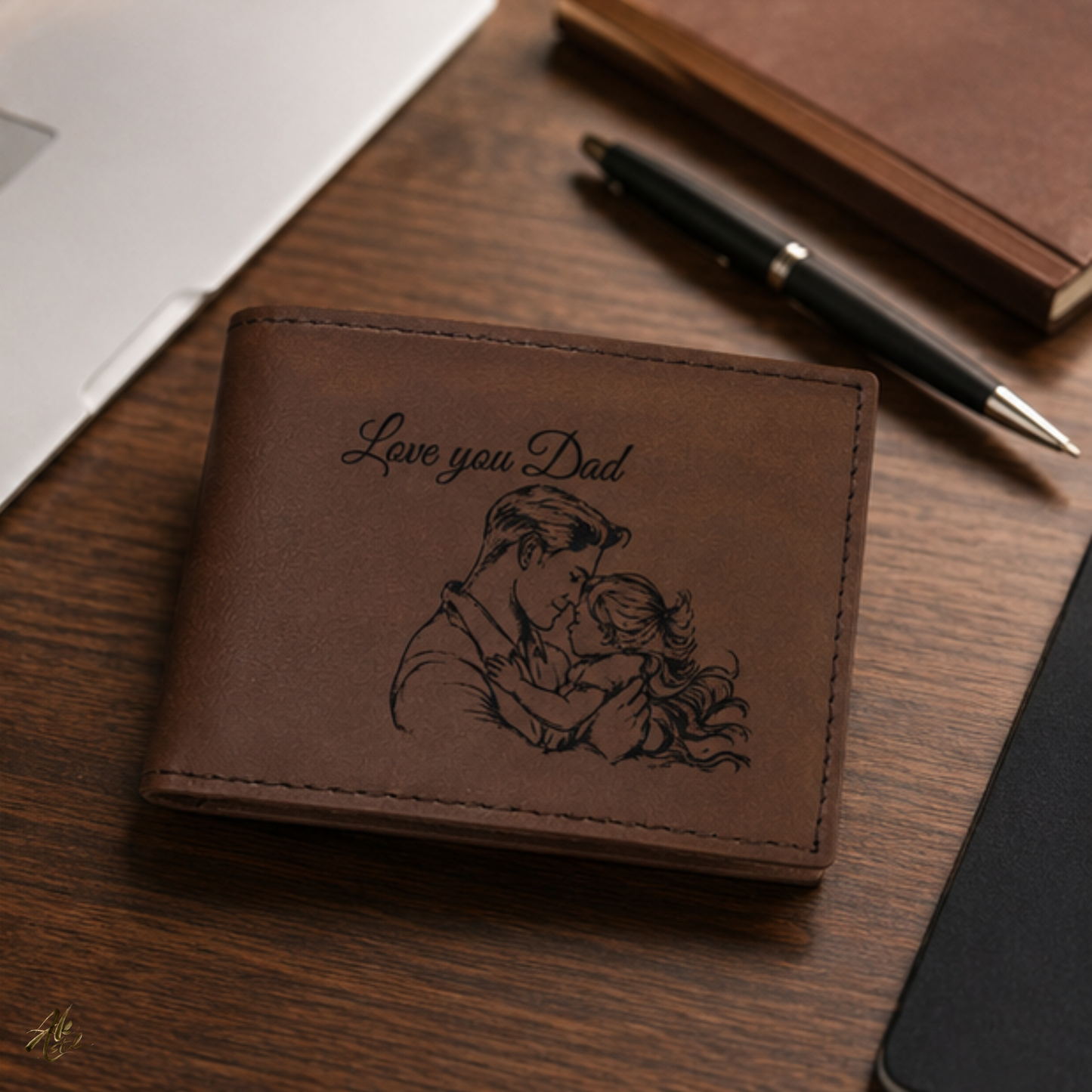 Love You Dad A Personalized CO2 Laser Engraved Bifold Wallet Carrying Art and Heart Every Day
