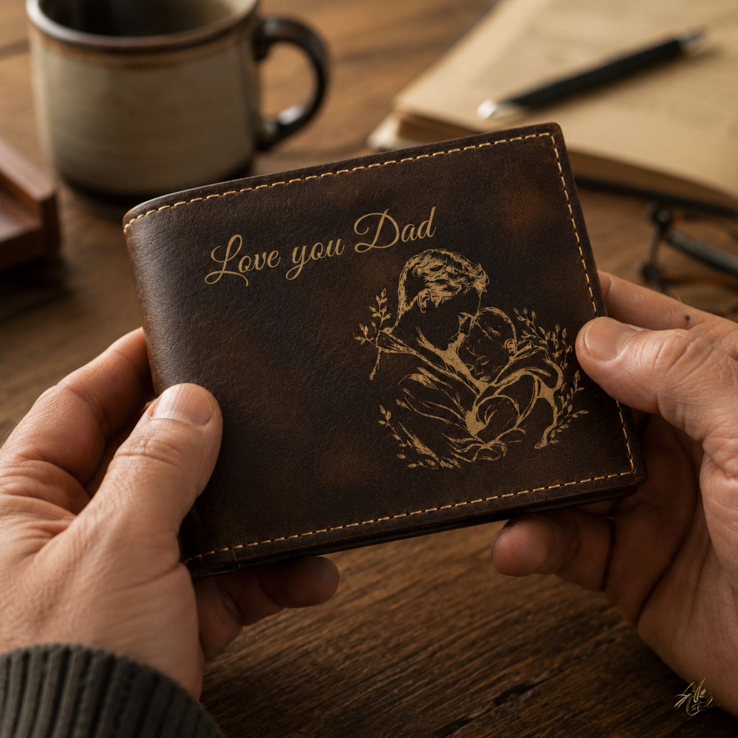 Love You Dad A Personalized CO2 Laser Engraved Bifold Wallet Carrying Family Close Every Day