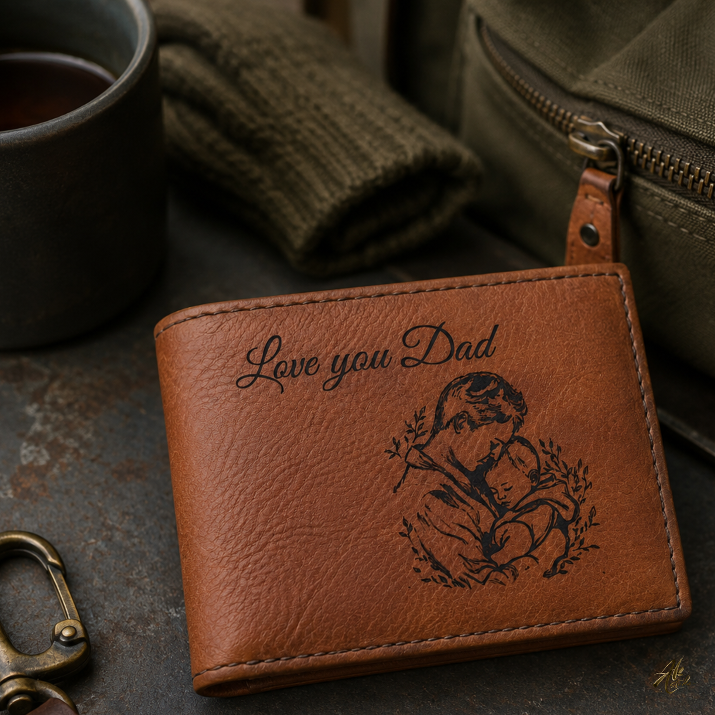 Love You Dad A Personalized CO2 Laser Engraved Bifold Wallet Carrying Family Close Every Day