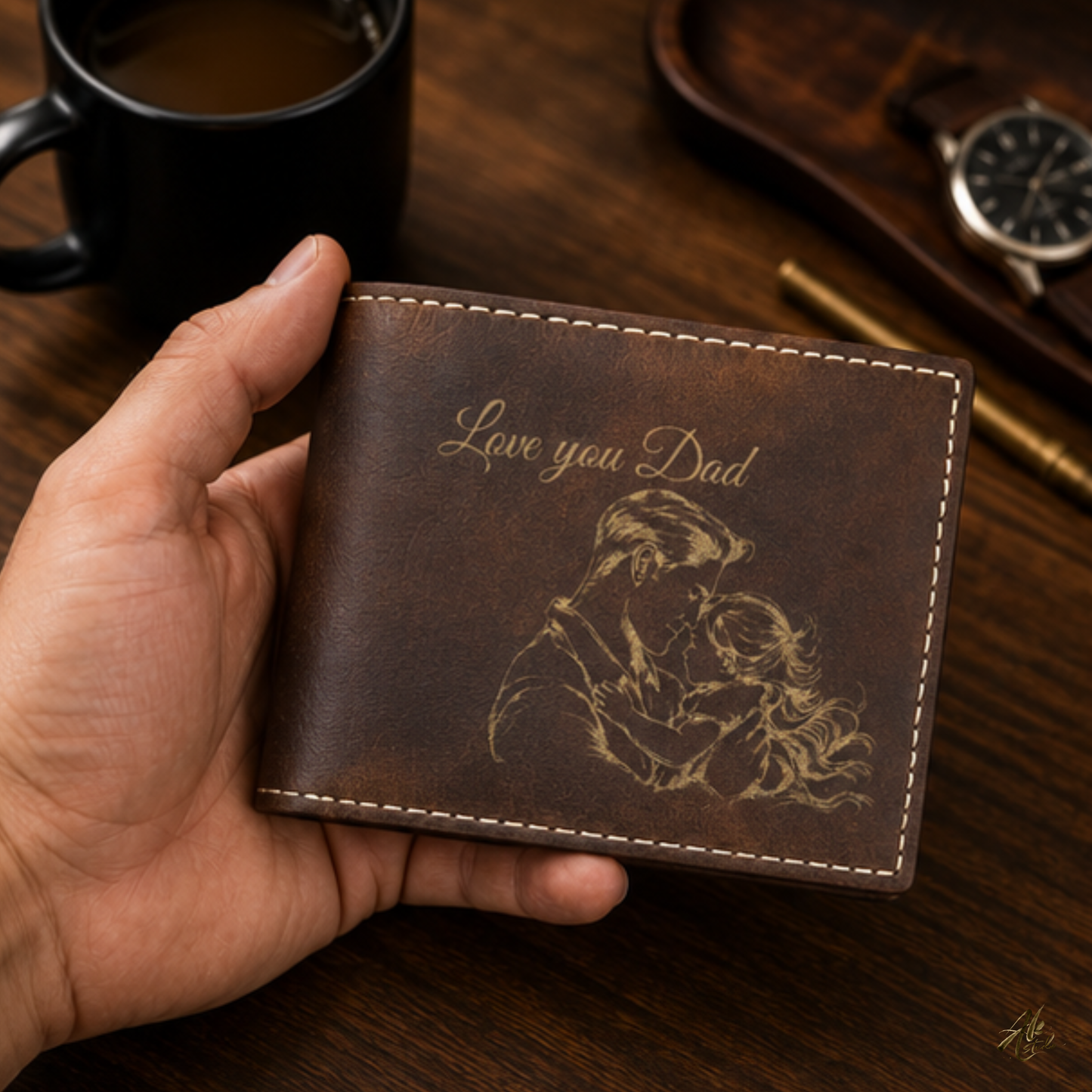 Love You Dad A Personalized CO2 Laser Engraved Bifold Wallet Carrying Art and Heart Every Day