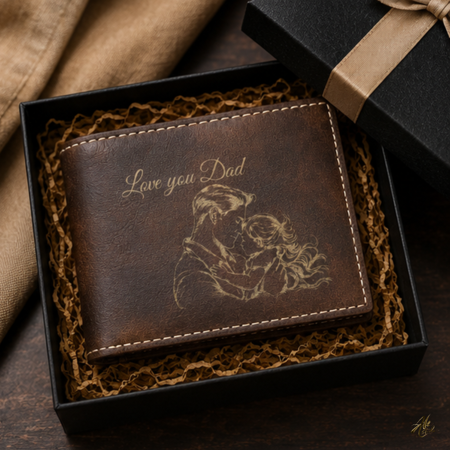 Love You Dad A Personalized CO2 Laser Engraved Bifold Wallet Carrying Art and Heart Every Day