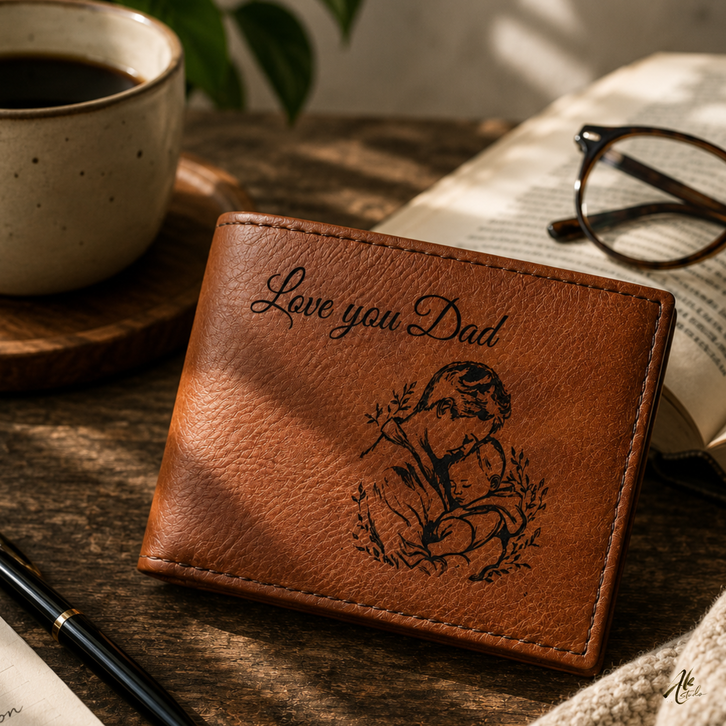 Love You Dad A Personalized CO2 Laser Engraved Bifold Wallet Carrying Family Close Every Day