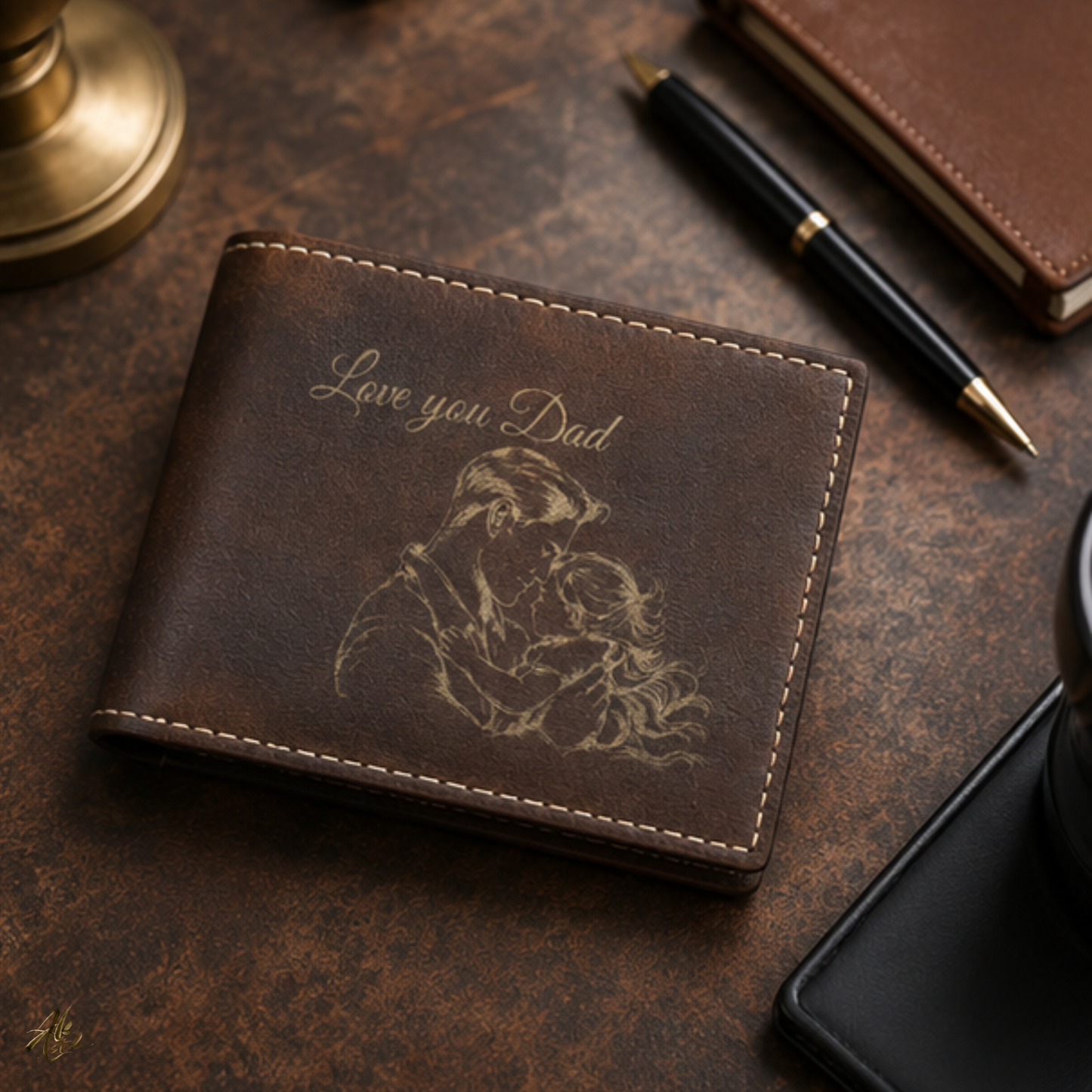 Love You Dad A Personalized CO2 Laser Engraved Bifold Wallet Carrying Art and Heart Every Day