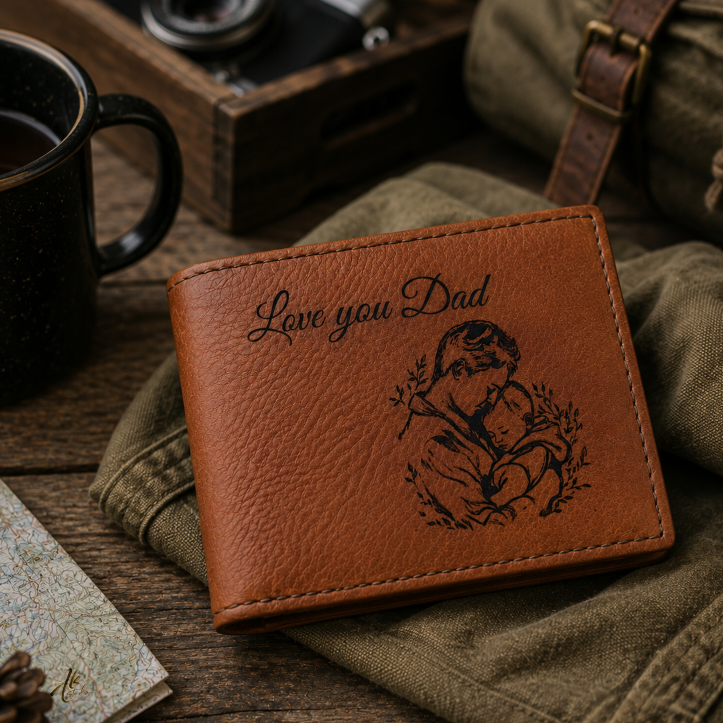 Love You Dad A Personalized CO2 Laser Engraved Bifold Wallet Carrying Family Close Every Day