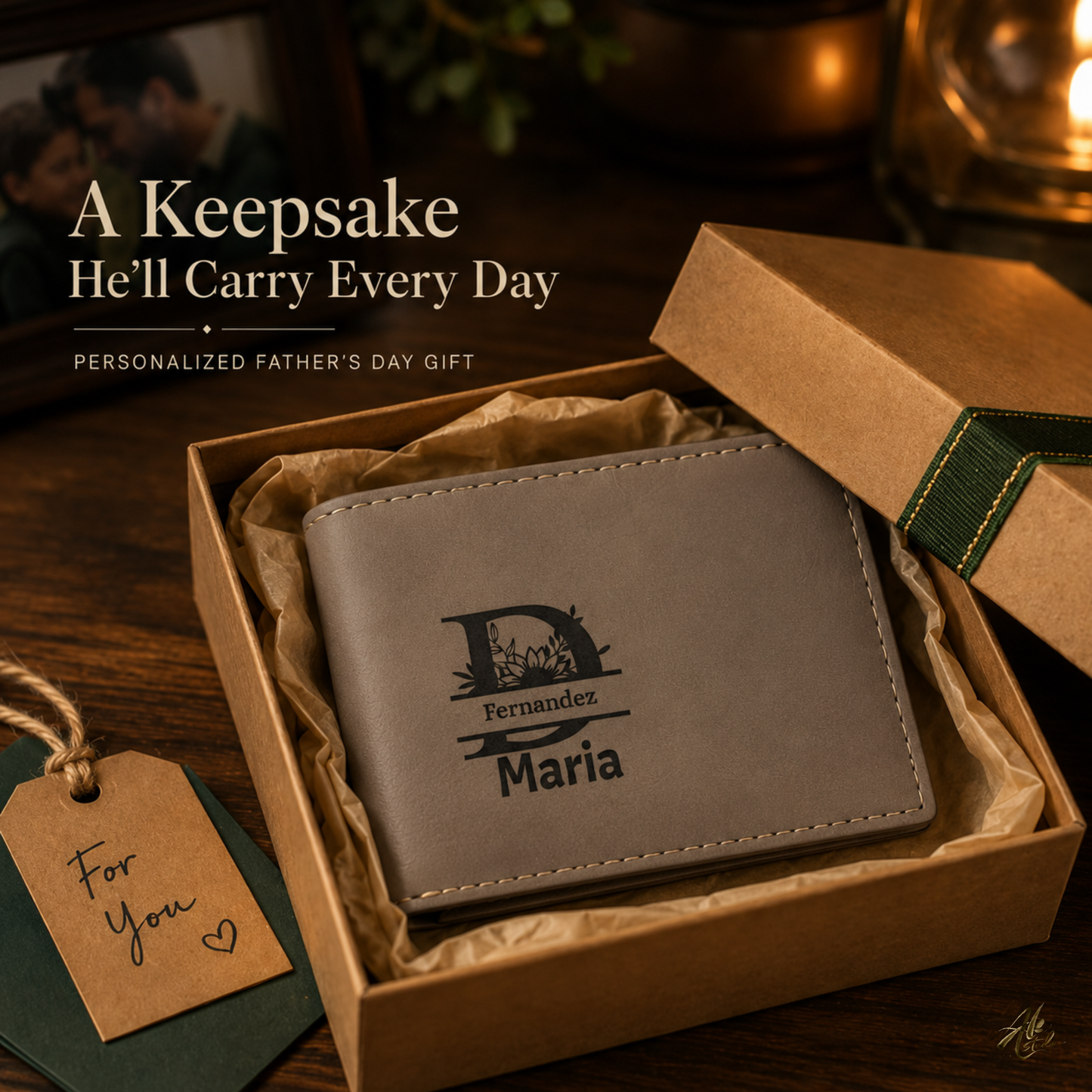 Te Quiero Mucho Papa A Personalized CO2 Laser Engraved Bifold Wallet Carrying Family Close Every Day