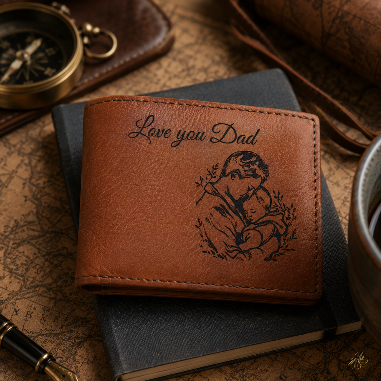 Love You Dad A Personalized CO2 Laser Engraved Bifold Wallet Carrying Family Close Every Day