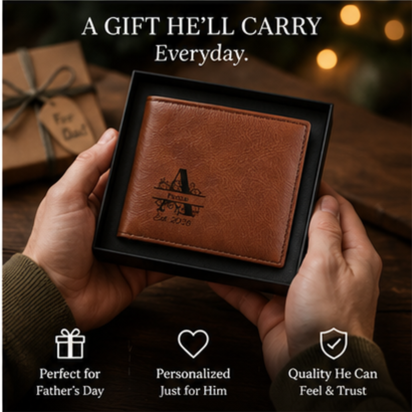 Love You Dad A Personalized CO2 Laser Engraved Bifold Wallet Carrying Art and Heart Every Day