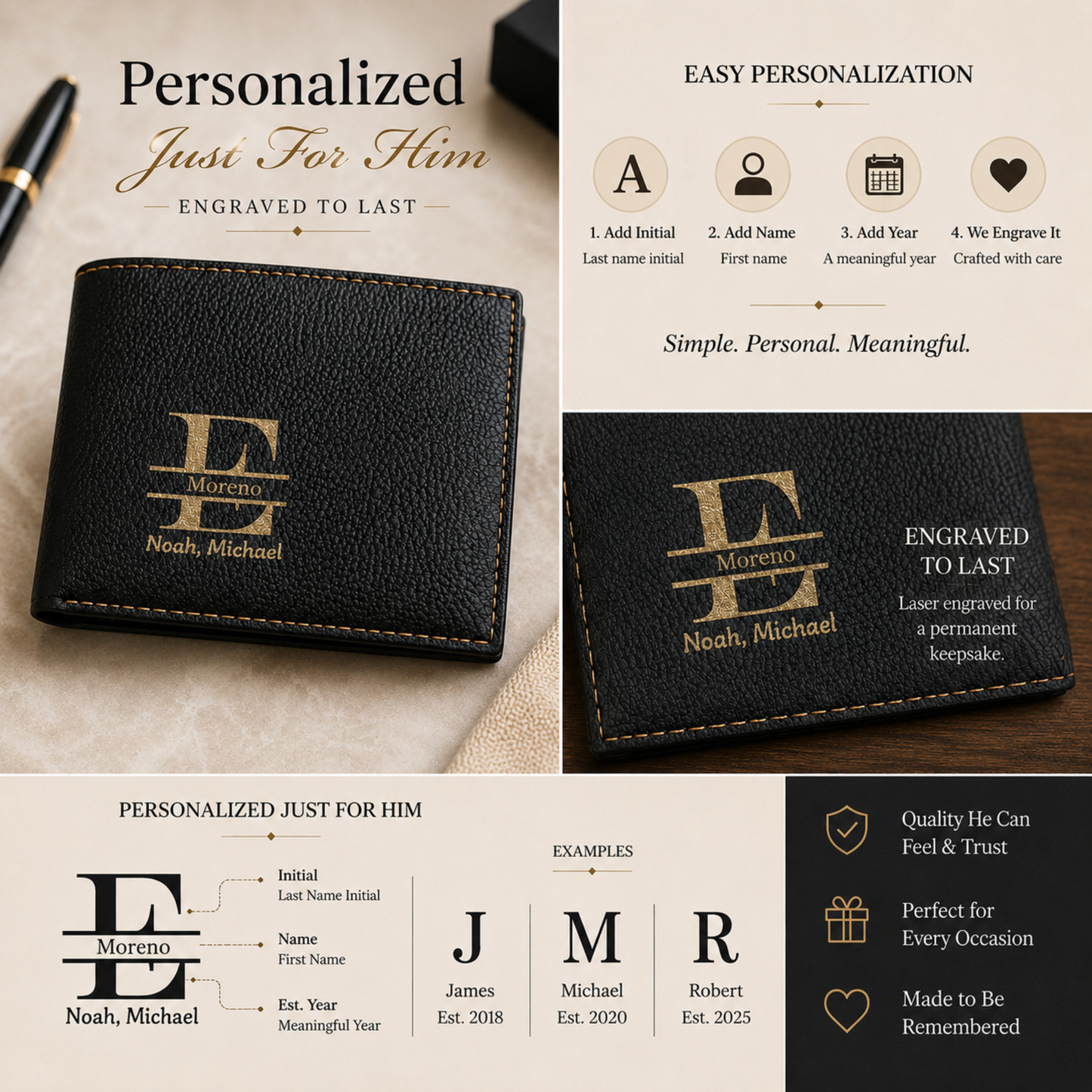Love You Dad A Personalized CO2 Laser Engraved Bifold Wallet Carrying Family Close Every Day