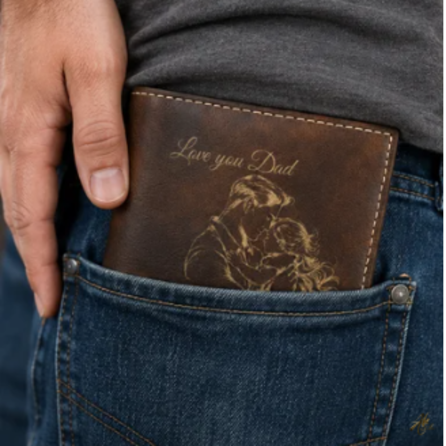 Love You Dad A Personalized CO2 Laser Engraved Bifold Wallet Carrying Art and Heart Every Day