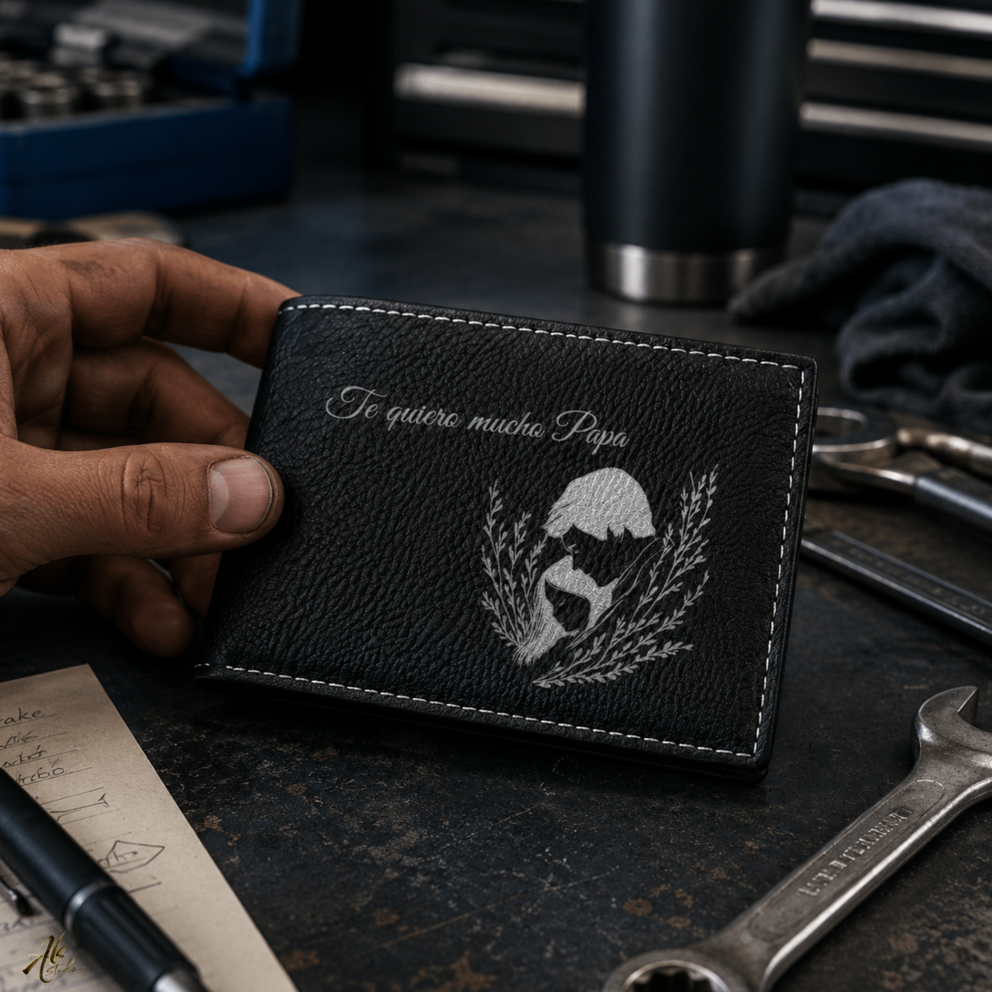 Te Quiero Mucho Papa A Personalized CO2 Laser Engraved Bifold Wallet Carrying Family Close Every Day