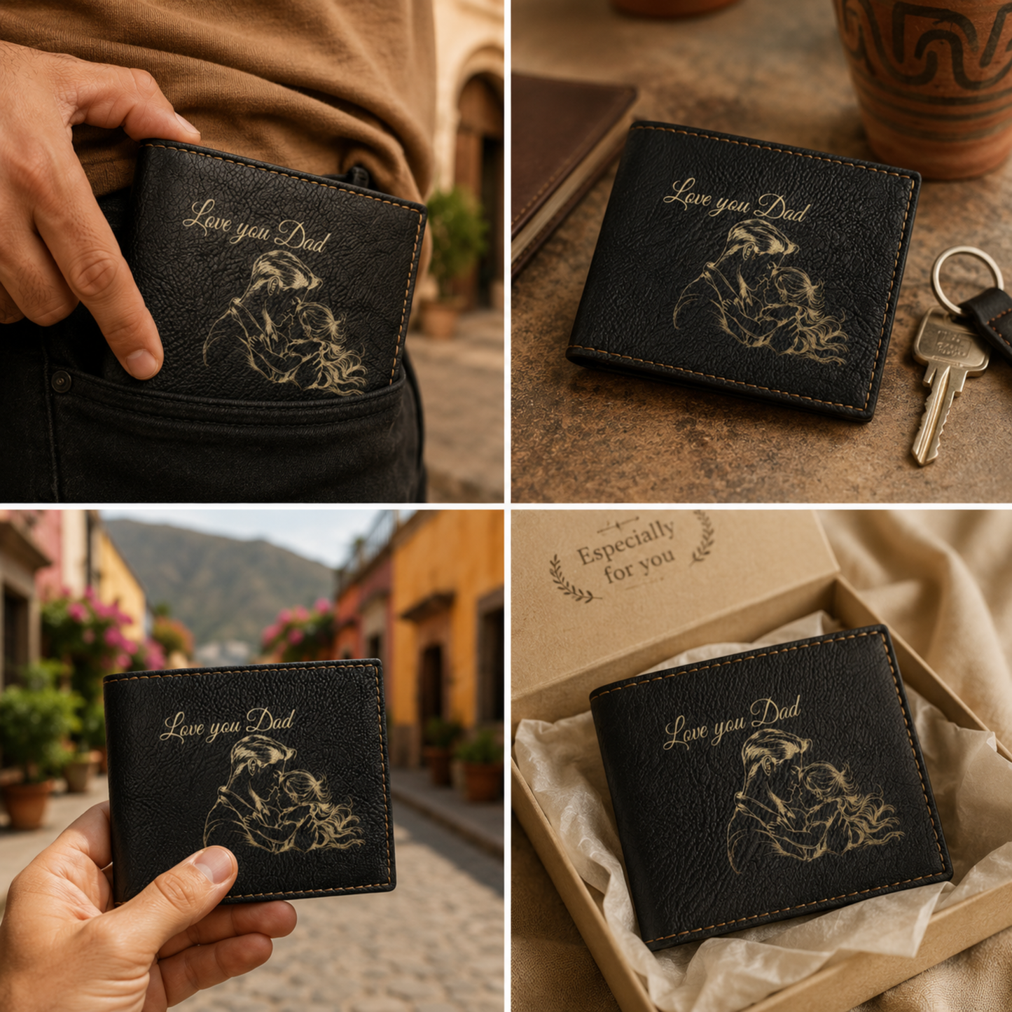 Love You Dad A Personalized CO2 Laser Engraved Bifold Wallet Carrying Art and Heart Every Day