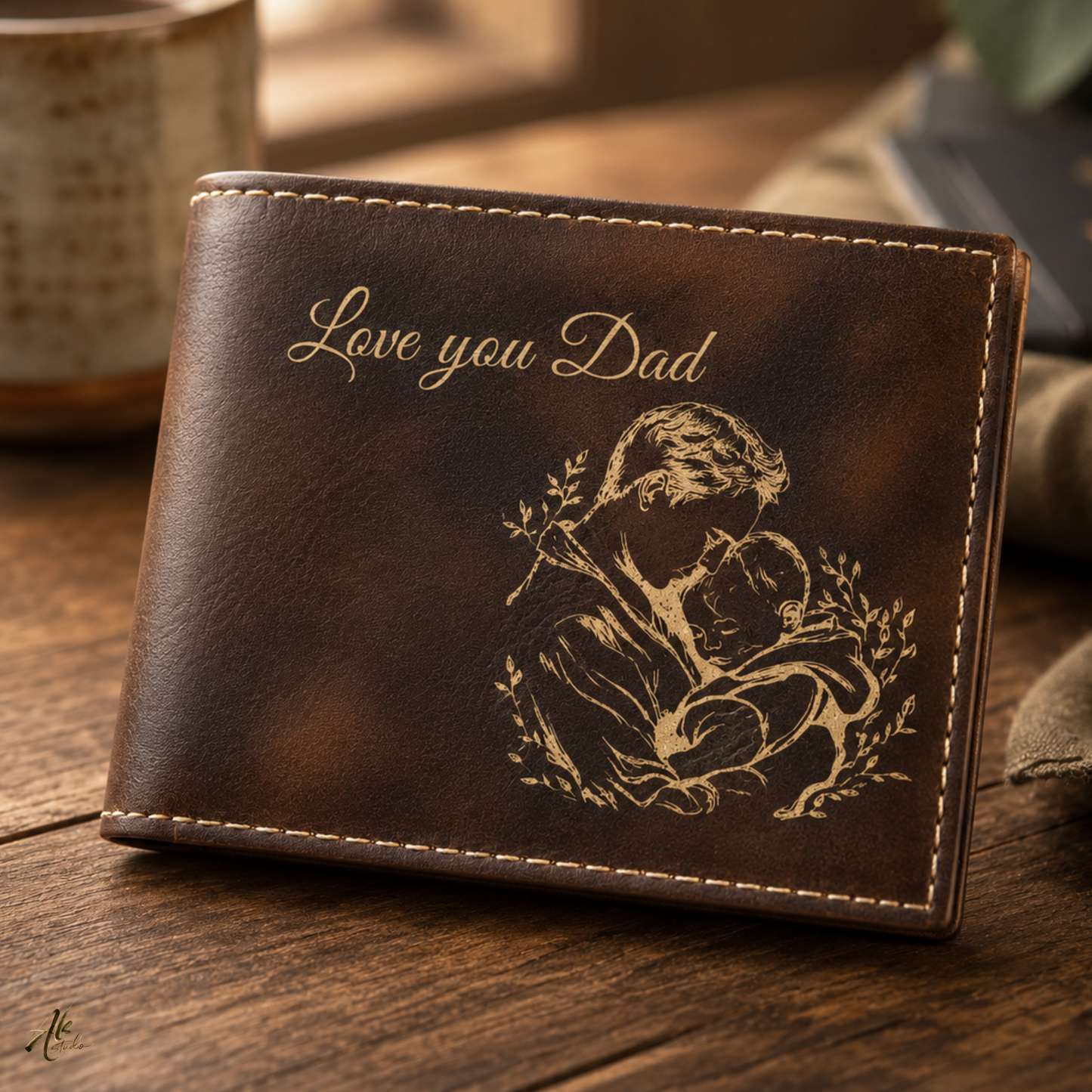 Love You Dad A Personalized CO2 Laser Engraved Bifold Wallet Carrying Family Close Every Day