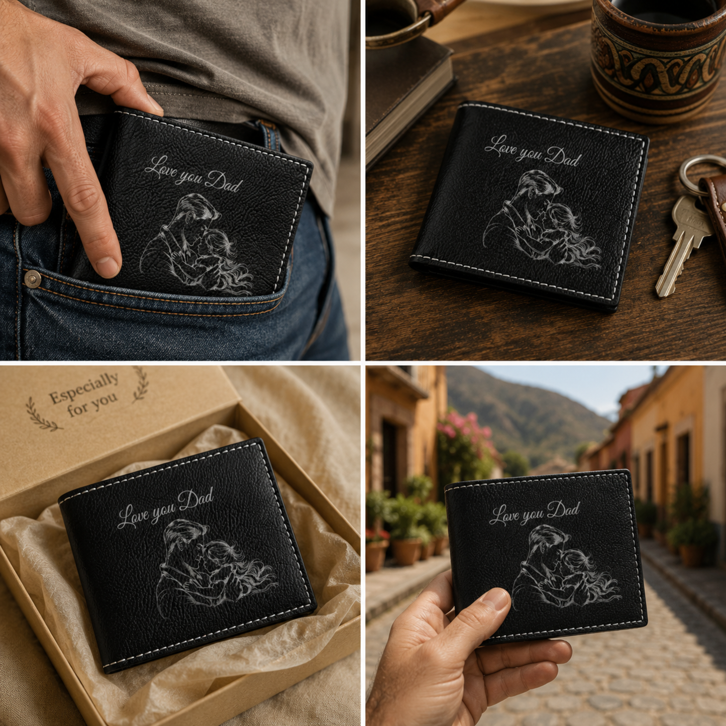Love You Dad A Personalized CO2 Laser Engraved Bifold Wallet Carrying Art and Heart Every Day