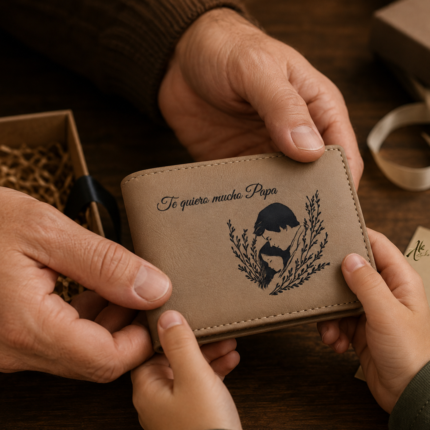 Te Quiero Mucho Papa A Personalized CO2 Laser Engraved Bifold Wallet Carrying Family Close Every Day