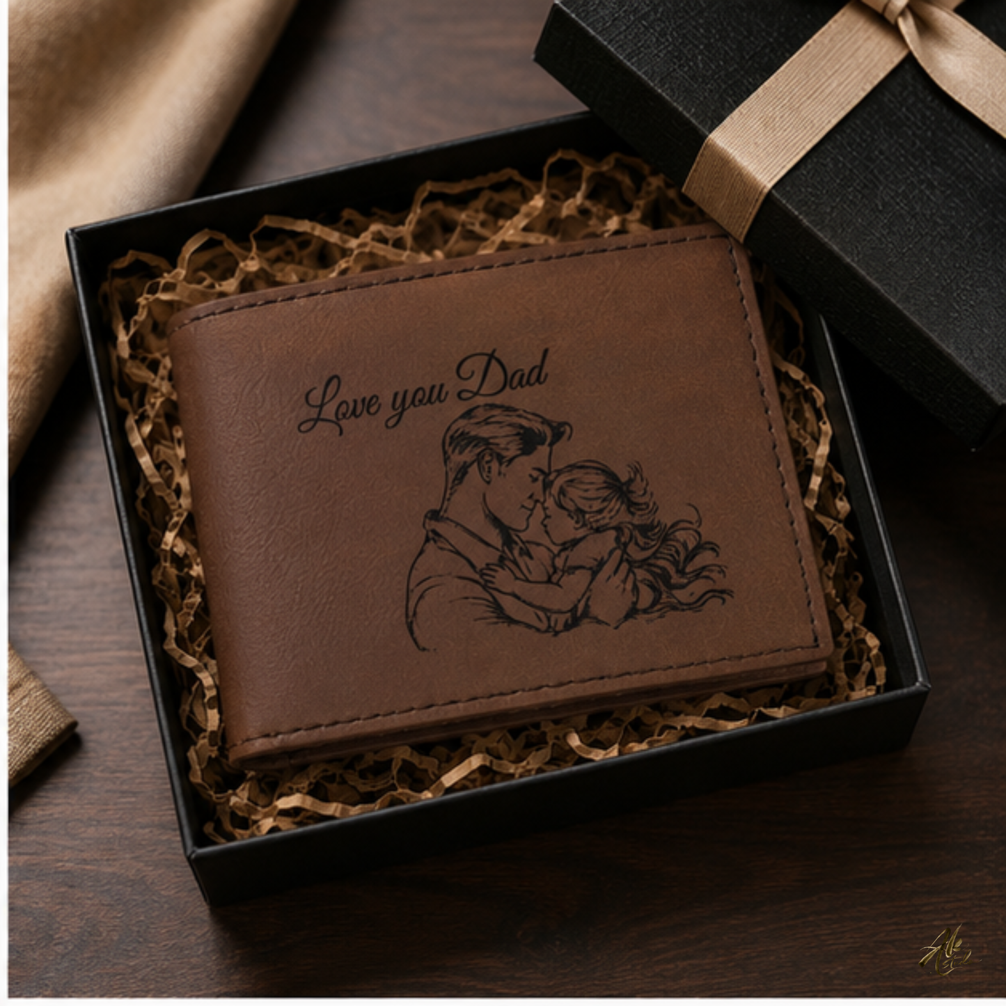 Love You Dad A Personalized CO2 Laser Engraved Bifold Wallet Carrying Art and Heart Every Day