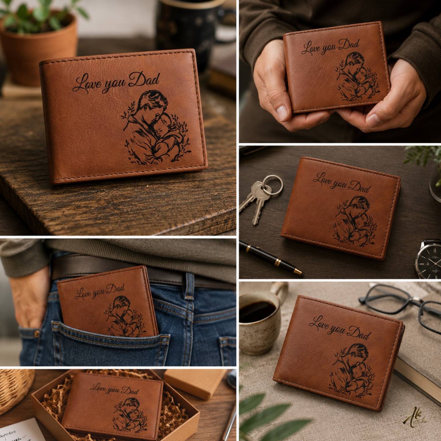 Love You Dad A Personalized CO2 Laser Engraved Bifold Wallet Carrying Family Close Every Day