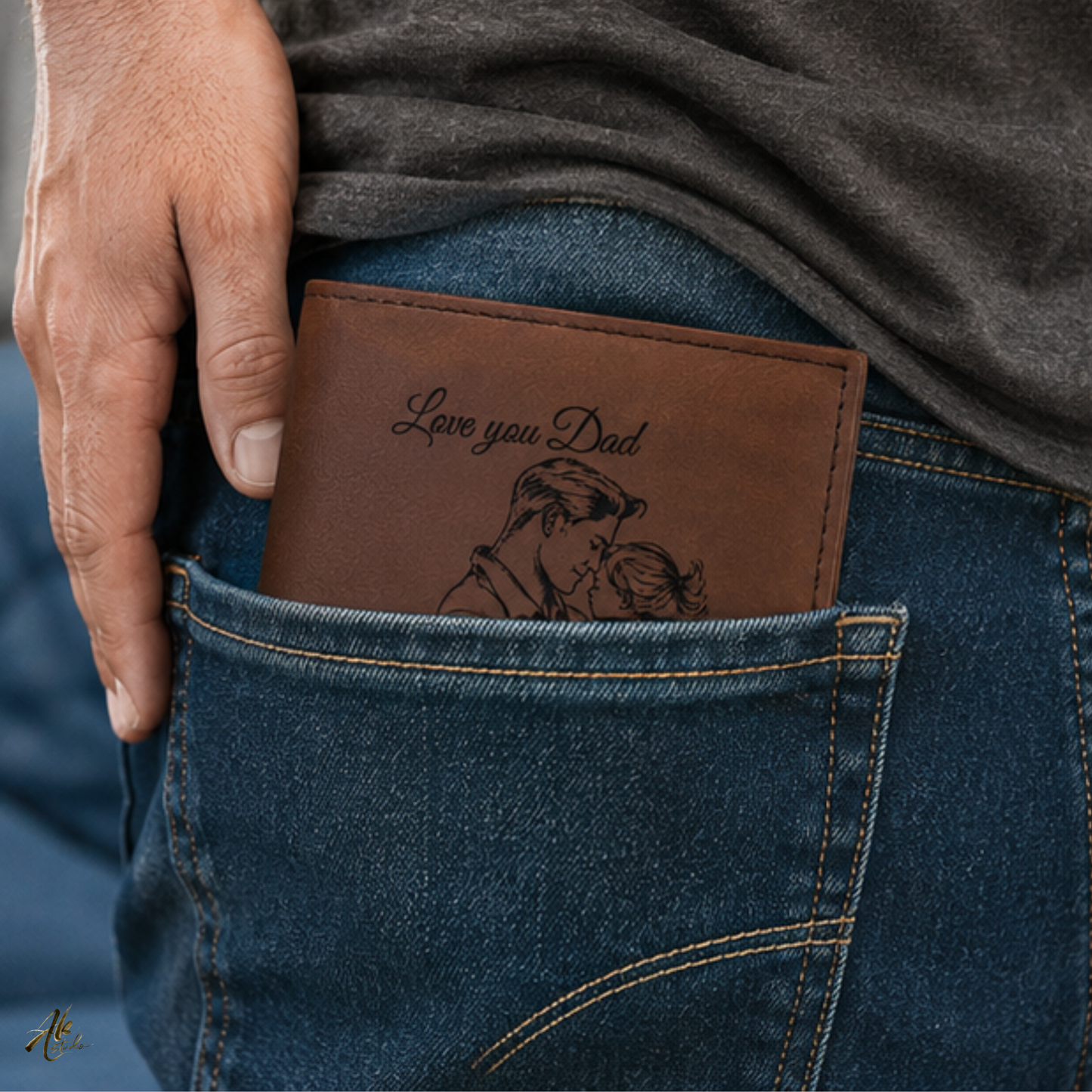 Love You Dad A Personalized CO2 Laser Engraved Bifold Wallet Carrying Art and Heart Every Day
