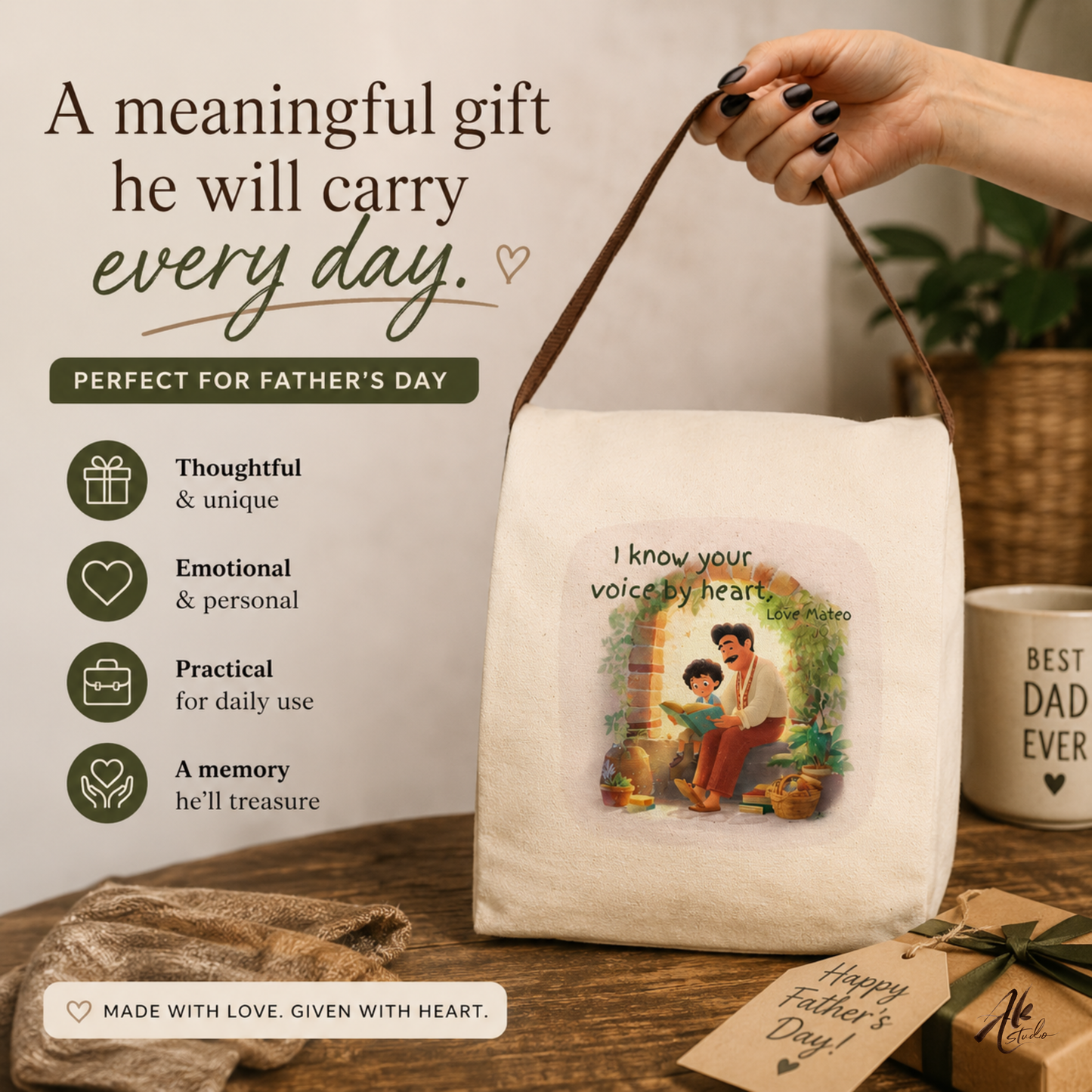 I Know Your Voice by Heart A Personalized Lunch Bag Honoring the Bond Between Father and Son