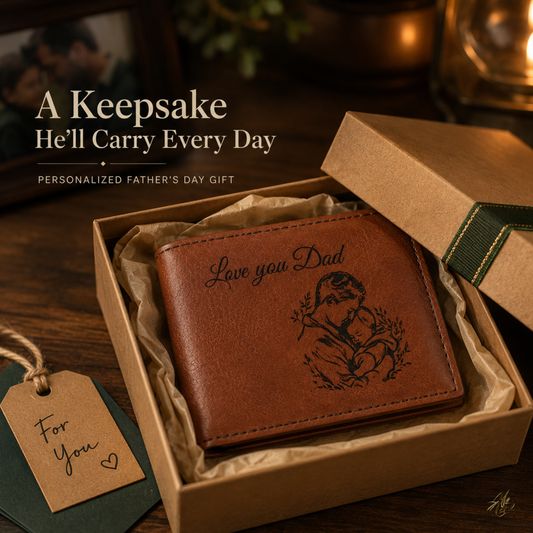 Love You Dad A Personalized CO2 Laser Engraved Bifold Wallet Carrying Family Close Every Day