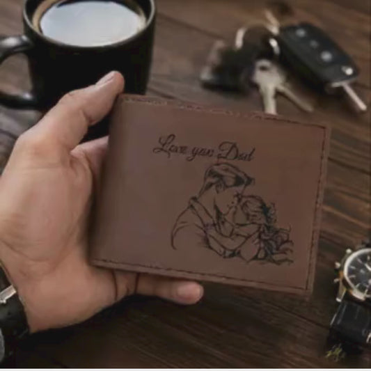 Love You Dad A Personalized CO2 Laser Engraved Bifold Wallet Carrying Art and Heart Every Day